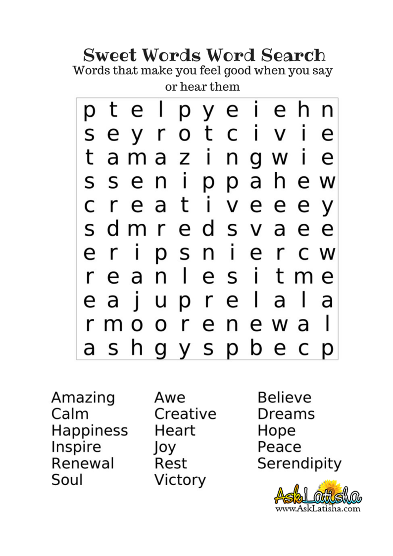 Sweet Words Word Search